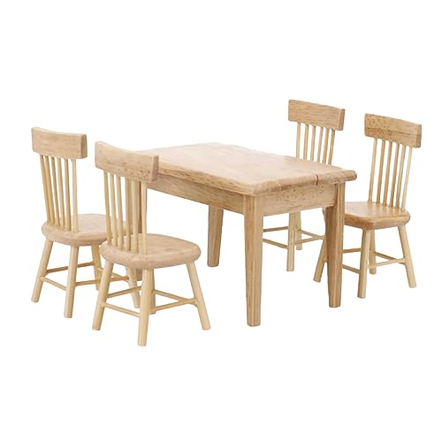 Kisangel 5Stücke Holzmöbel Set Teiliges Mini Hausmöbel Set Aus Hochwertigem Holz Für Puppenhaus Deko Stühlen Für Kreatives Und Miniaturgestaltung von Kisangel