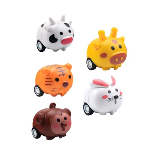 Kisangel 5Stücke Rückziehauto Für Junge Mädchen Cartoon Spielzeugauto Reibungsbetrieben Für Kleinkinder Und Sicher Fördert Die Motorik Und Spielverhalten von Kisangel