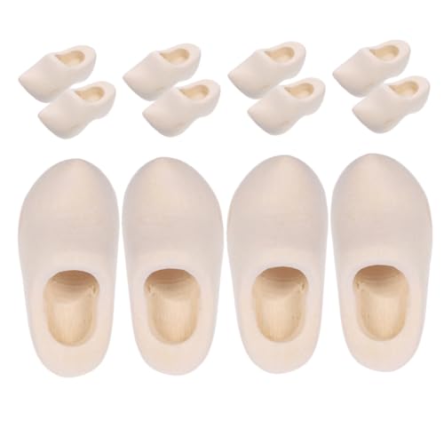 Kisangel 6 Paare Miniatur Holzschuhe für Puppenhaus Unbemalte Niederländische Clogs DIY Basteln Detailreich für Miniatur Dekoration und Kreative Modellbau Zubehör von Kisangel