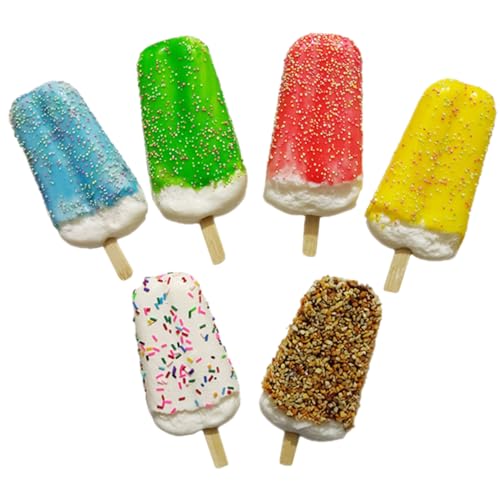 Kisangel 6 Stück Eismodell tischdeko esstisch -Eiscreme Künstliche Eiscreme Lebensmittelhandel gefälscht Eiscreme- -Requisite Stick- -Modelle Dessert-Modell PU+Holz von Kisangel