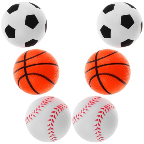 Kisangel 6 Stück Entspannungsspielzeug Sensory Squeeze Mini Baseball Kleiner Basketball Stressbälle Druckentlastungsspielzeug Dehnbares Ballspielzeug Stressspielzeug von Kisangel