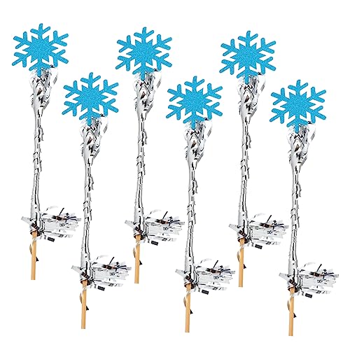 Kisangel 6 Stück Foto Requisiten Märchen Schneeflocken-sticks Zauberstab Der Schneeflockenfee Schneeflocke Zauberstab Quastenstäbe Hochzeit Schneeflocken-zauberstäbe Hochzeitsstäbe Blue von Kisangel