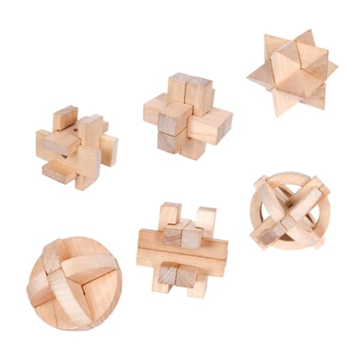 Kisangel 6 Stück Kongming Schloss Verriegelungsspiel Puzzle Entsperrspiel Entsperrschlüssel Luban Schloss Kleinkind Pädagogisches Entwirrungsschlüssel von Kisangel