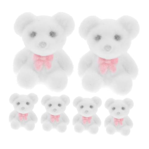 Kisangel 6 Stück Mini- Aus Beflocktem Bären Plüsch-Miniatur Für Geburtstagstorte Hochzeitsfeier Dekoration Duschgeschenk Bastelbedarf von Kisangel