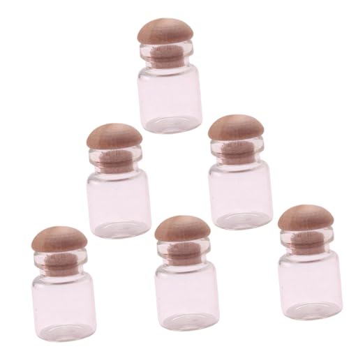 Kisangel 6 Stück Mini Haus Dekoration Miniatur Glasbehälter Transparent für Puppenhaus DIY Basteln Candy Cookie Aufbewahrung von Kisangel