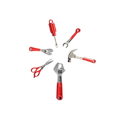 Kisangel 6 Stück Mini Toolbox Zubehör Mini-Toolbox-Zubehör Mini-Hammerwerkzeug Puppenhausminiaturen Miniaturhauszubehör Puppenhausdekoration Dekorationszubehör für Puppenhäuser Rotwein von Kisangel