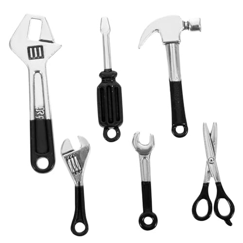 Kisangel 6 Stück Mini-legierungswerkzeuge Puppenhaus Puppenwerkzeuge Mini-Werkzeuge Mini-hausreparaturwerkzeug Mini House Prop Mini House Accessory Reparaturwerkzeuge Mini Black von Kisangel