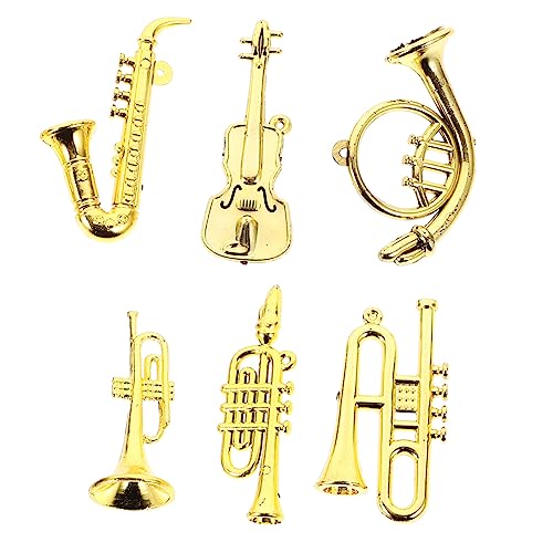Kisangel 6 Stück Miniatur Musikinstrumente Teiliges für Puppenhaus Weihnachten Kunststoff Modelle für Lebendige Raumgestaltung für Kreative Dekoration von Kisangel