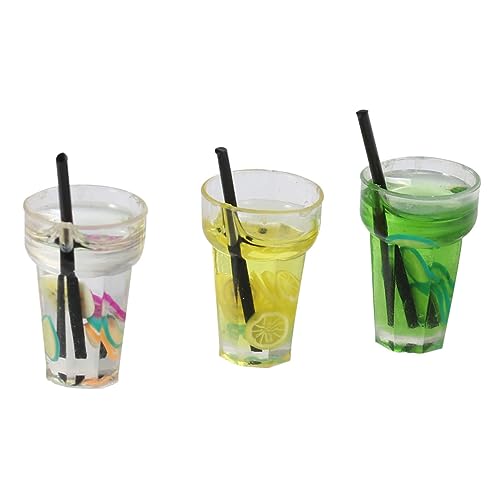 Kisangel 6 Stück Miniatur Set mit Obst Tee Zubehör für Puppenhaus DIY Miniaturmodell für Kreative Szenen aus Langlebigem Resin für Dekoration und Rollenspiele von Kisangel