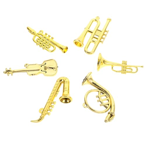 Kisangel 6 Stück Miniaturinstrumentendekor Party Puppe Musical bastelmaterial für bastelsets für Instrumente Miniaturmodelle Mini-Instrumente als Ornamente Plastik Golden von Kisangel