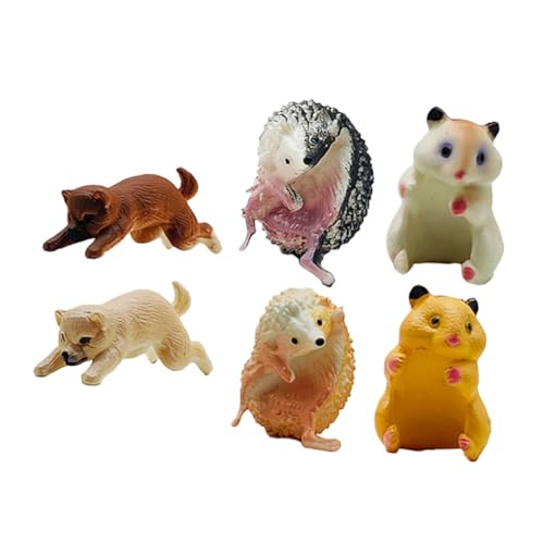 Kisangel 6 Stück Puppe mit Tiertassenrand Ornament Charme Hamster Spaß Figur Dekorativ Roman einzigartig Dekoration winzig kleine Tierverzierung PVC von Kisangel