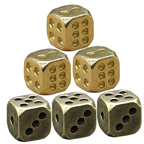 Kisangel 6 Stück Retro Kupferwürfel für Rollenspiele Vintage Dice Spielzubehör für Partys und Festivals für Brettspiele und Gesellige Abende mit Einzigartigem Design und Handwerklicher von Kisangel