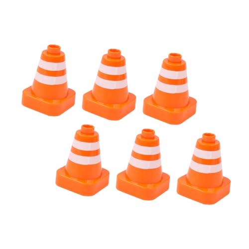 Kisangel 6 Stück Roadblock Sandtischmodell Kleinkind Orangefarbene Verkehrskegel Zapfen Sicherheitskegel Mini Straßenkegel Ausbildung Simulations-straßensperren Verkehrssperre Abs von Kisangel