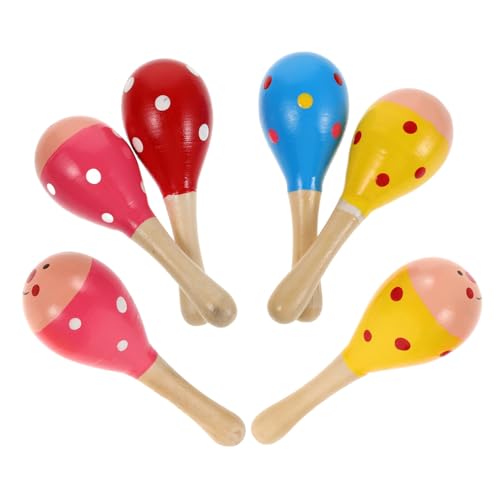 Kisangel 6 Stück Sandhammer aus Holz für kinderspielzeug Rhythmus Orff Instrumente Kreatives Mini-Maracas Maracas für Babys Sandhammer von Kisangel