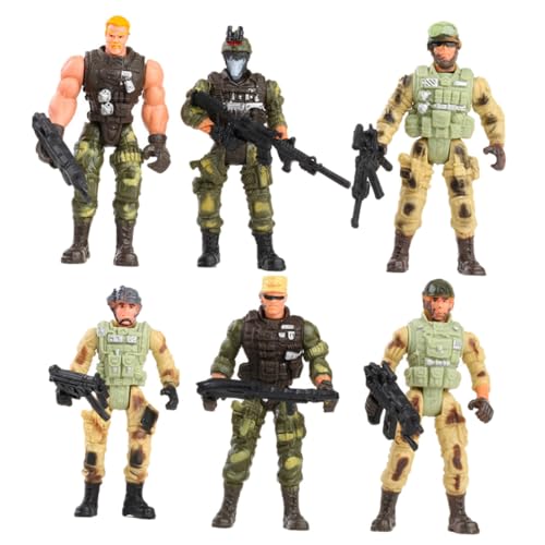 Kisangel 6 Stück Teiliges Flexibles Militärsoldaten Modellspielzeug für Bewegliche Arme und Beine Detailreiche Kunststofffiguren Realistische Soldaten Sammeln Zufällige Ausführung von Kisangel