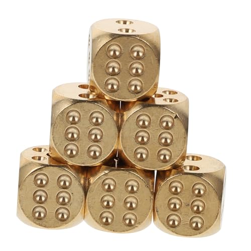 Kisangel 6 Stück Teiliges Messing Würfel Solide Metallspielwürfel Detailreiche Kleine Würfel für Brettspiele Party Requisiten Langlebige Handwerks Dice Props von Kisangel