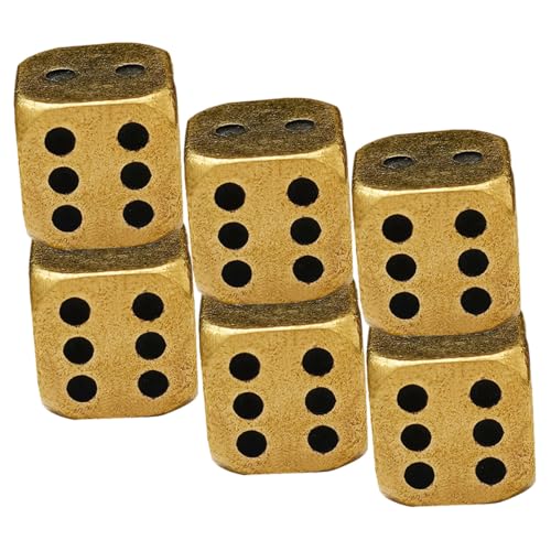 Kisangel 6 Stück Teiliges Messing Würfelset aus Solidem Material Vintage Design mit Abgerundeten Ecken Vielseitige Spielwürfel für Bar Brettspiel und Party Kompakt und Praktisch für von Kisangel