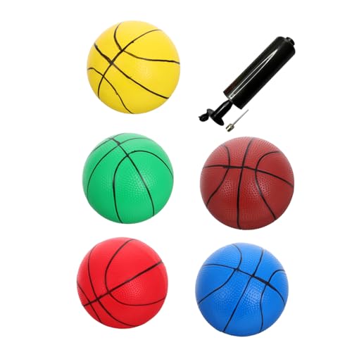 Kisangel 6 Stück Teiliges Mini Basketball Set für Weiche Sichere Bälle Bunten Farben Pumpe für Drinnen und Spielentwicklung von Kisangel