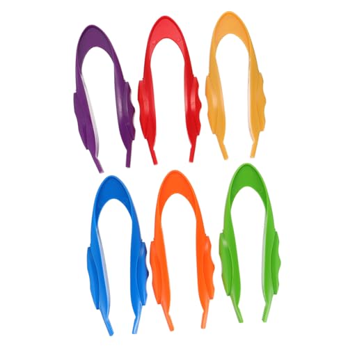 Kisangel 6 Stück Teiliges Pinzetten aus Buntem Kunststoff Ergonomisch Geformt für Montessori Basteln und Wissenschaftliche Experimente für Junge Mädchen zum Greifen Sortieren und Entdecken von Kisangel