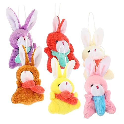 Kisangel 6 Stück Teiliges Plüsch Hasen Anhänger Weiche Ostern Kuscheltiere Bunte Kaninchen Schlüsselanhänger Niedlich Leicht für DIY Taschen und Schlüsselbunddekoration von Kisangel