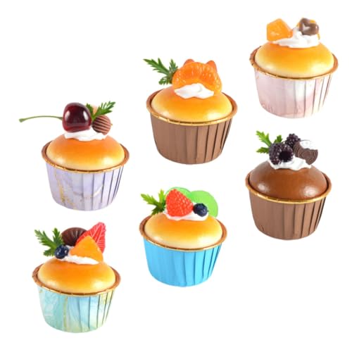 Kisangel 6 Stück Teiliges Realistische Fake Cake Modelle Filigrane Cupcake Deko für Hochzeit Party Fotografie Requisiten Langlebige Kuchen Dessert Simulation für Bäckerei Laden Zuhause von Kisangel