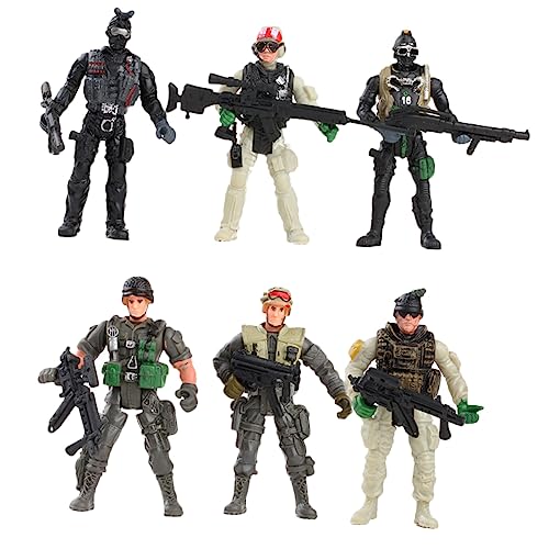 Kisangel 6 Stück Teiliges Soldatenfiguren für Flexible Militärmodelle Verschiedenen Posen für Kreatives und Rollenspiele Fördert die Fantasie und Interaktion bei Kindergeburtstagsfeiern von Kisangel