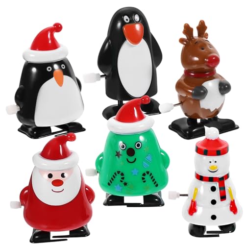 Kisangel 6 Stück Teiliges Weihnachts Aufziehspielzeug Lustige Figuren aus Robustem Kompakt und Handlich als Partygeschenk und Festliche Dekoration für Erwachsene von Kisangel