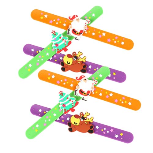 Kisangel 6 Stück Teiliges Weihnachts Silicon Slap Armband für Flexible Leichte Kinderarmbänder mit Festlichem Design für Partys Geburtstage und Festliche Anlässe von Kisangel