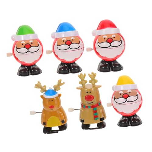 Kisangel 6 Stück Weihnachtskettenspielzeug Schwimmendes Uhrwerkspielzeug Tier Aufziehspielzeug Aufziehspielzeug Schneemann Springspielzeug Musikalisches von Kisangel