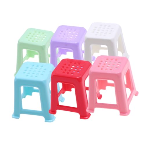 Kisangel 6 Stück puppenhaus hocker Möbel klein Puppenhaus Miniatur puppenhaus Stuhl puppenhaus Einrichtung Miniaturstuhl Miniaturzubehör Gartenminiaturen Hocker für Puppenhaus Plastik von Kisangel