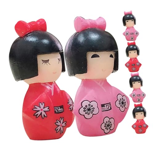 Kisangel 6 Stücke Kimono Puppe Stil Dekoration Traditionelle Landschaft Puppe Desktop Ornament Mini Landschaft Dekoration Büro Puppe Büro Ornament von Kisangel
