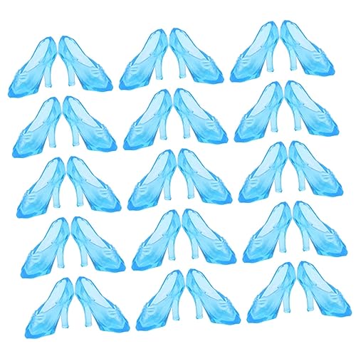 Kisangel 60 Paare Mini-kristallhausschuh Miniatur Puppe Schuhe Hoch High-Heel-dekore Tun So, Als Würden Sie Mini-high-Heels Kristallschuhspielzeug Blue Plastik von Kisangel