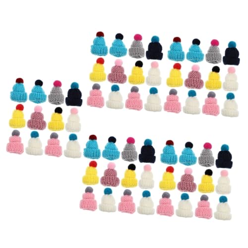 Kisangel 60 Stück Mini Strickmützen Versatile Bastelhüte für Puppen DIY Deko Weihnachtsbaum Mehr Süße Farbenfrohe Accessoires aus Hochwertigem Weichem Material Zufällige von Kisangel