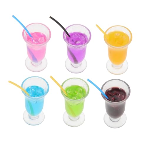 Kisangel 6-Teiliges Cocktail-Modell Mini-Spielzeug Kinder-Rollenspielzeug Miniatur-Artikel Miniatur-Saft- Mini-Dinge Puppenhaus-Cocktails Miniatur-Saft-Verzierungen von Kisangel