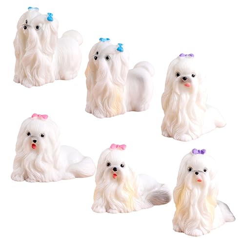 Kisangel 6Stücke Hundefiguren Aus Realistische Welpen Statue Für Mikro Landschaften Dekorative Hundefiguren Für Garten Und Zuhause von Kisangel