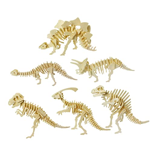 Kisangel 6Stücke Teiliges Holz Puzzle Dinosaurier Modell Pädagogisches für Fördert Hand Auge Koordination und Gehirnentwicklung Sicheres und Langlebiges Design für Kreatives von Kisangel