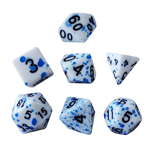 Kisangel 7 Stück Laufen Gruppenwürfelsatz Spielrequisiten Lustige Würfelspiel-Requisiten Unregelmäßige Punktwürfel Blutspritzerwürfel Blutwürfel Brettspiel Würfel Acryl Blue von Kisangel