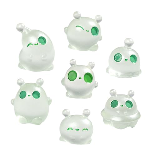 Kisangel 7 Stück Mini Alien kinderzimmer deko Mikrofiguren winzige Figuren außerirdisches Zubehör leuchtende Ornamente Alien -Actionfiguren Mini Resin Alien Weltraum-Party-Dekorationen Harz von Kisangel