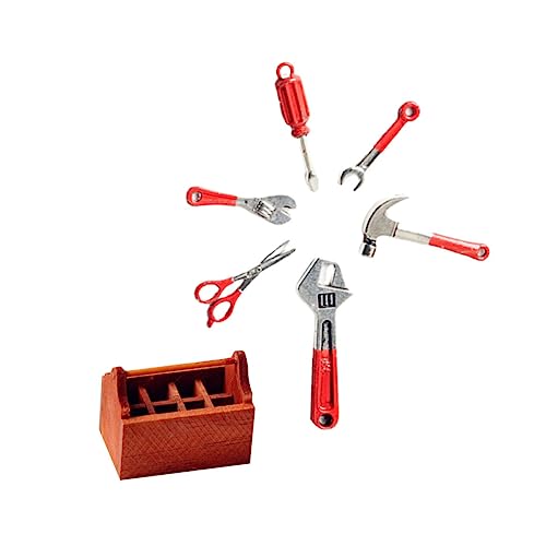 Kisangel 7 Stück Teiliges Mini Werkzeugkoffer aus Legierung mit Hammer Schraubenschlüssel und Holzbox Puppenhaus Zubehör Leicht Robust für Miniaturszenen Kisangel 7 Stück Teiliges Mini Werkzeugkoffer aus Legierung mit Hammer Schraubenschlüssel und Holzbox Puppenhaus Zubehör Leicht Robust für Miniaturszenen von Kisangel