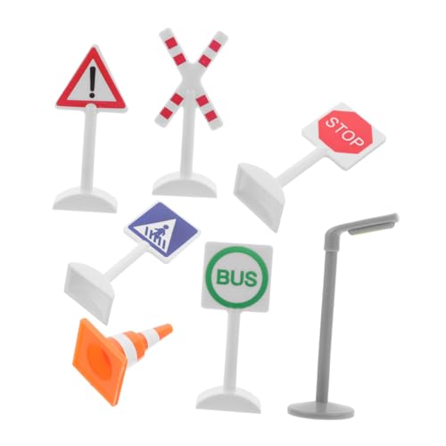 Kisangel 7stücke Teiliges Aus Verkehrsschildern Und Miniaturautos Holzspielzeug Für Kreative Szenarien Fördert Logisches Und Interaktives Lernen Für Junge Mädchen Und von Kisangel