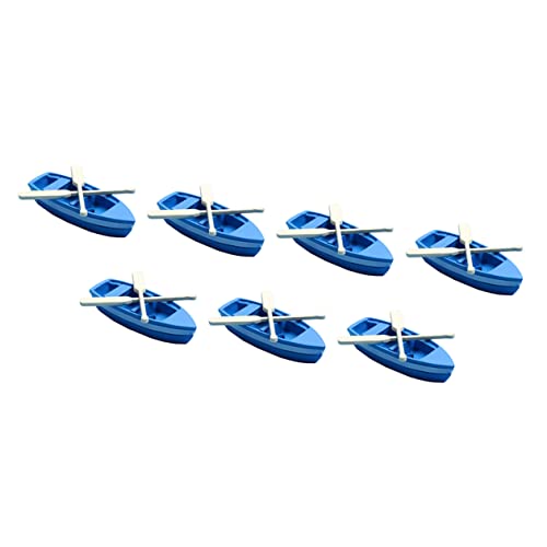 Kisangel 7Satz Miniaturboot Modelle Mit Paddeln Mikrolandschaftsboot Für Stranddeko Und Puppenhaus Blaues Boot Und Holzpaddel Für Kreative DIY Projekte von Kisangel