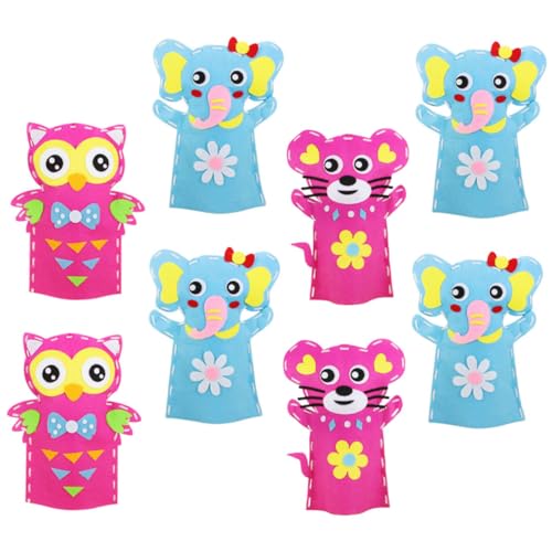 Kisangel 8 Sätze Teiliges DIY Handpuppen aus Sicherem Vliesstoff Kreatives Nähmaterial für Pädagogisches Bastelset für Jungen und Mädchen Feinmotorik von Kisangel