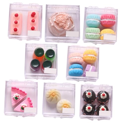 Kisangel 8 Sätze Teiliges Miniatur Dessert Set aus Resin Detailreiche Spiellebensmittel für Puppenhaus Realistische Mini Kuchen und Gebäck Dekorative Pretend Food Toys für Kleinkinder und von Kisangel