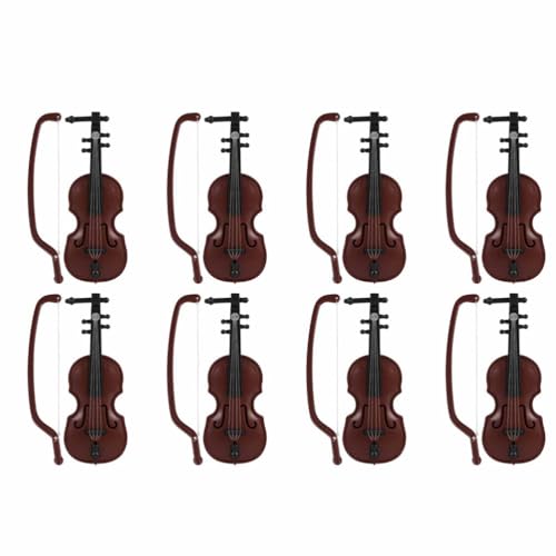 Kisangel 8 Sets Miniatur-Geigenspielzeug Geigenornamente Kreative Geigenverzierungen Für Puppenhaus-Feengartendekoration von Kisangel