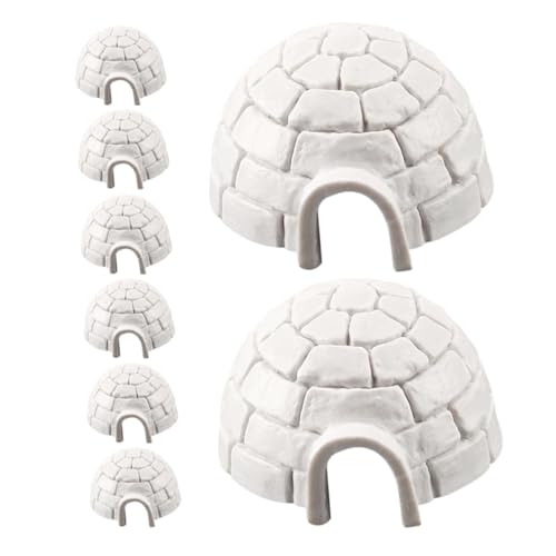 Kisangel 8 Stück Iglu-Modell Miniaturfigur Mini-Modell Iglu-Figur Weihnachtspuppenhaus-Miniaturen Simulation Mini-Eishausfiguren Wohnkultur Figuren für Kleinkinder Harz Weiß von Kisangel