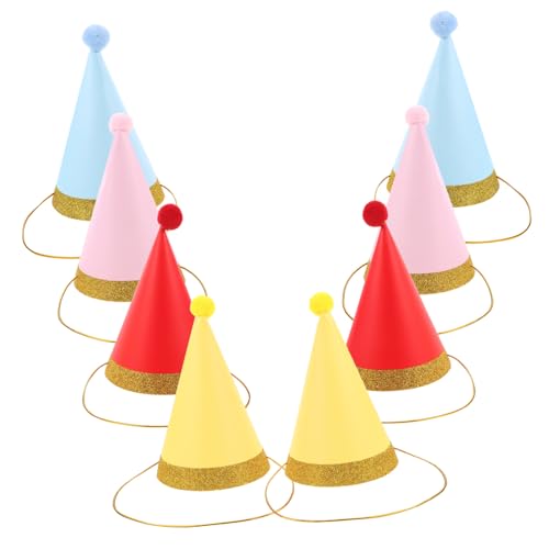 Kisangel 8 Stück Partyhüte In Papierkegelform Mit Pompons Partyhüte Für Haustiergeburtstage Für Und Erwachsene Kleine Tiere Hunde Und Katzen Mehrfarbige Kappen Für Feiertagsfeiern von Kisangel