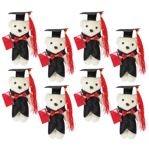 Kisangel 8 Stück Puppe-Abschlussgeschenk tragen Abschlussdekorationen Plüschbär Abschluss Bär Abschlussbär mehrfach Mini Abschlussfeier geschenkset Abschlussblumenbär Bärenpuppen Polyester von Kisangel