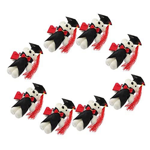 Kisangel 8 Stück Teiliges Abschlussbären Niedliche DIY Bärenstrauß Ornamente Kleine Kuscheltiere als Abschlussgeschenk Einfache Dekoration für Graduation Party von Kisangel