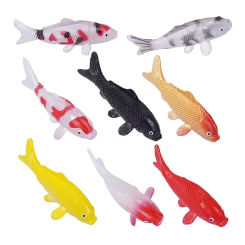 Kisangel 8 Stück Teiliges Mini Koi Fisch aus PVC Weichgummi Realistische Miniatur Karpfen Figuren für Aquarium Dekoration DIY Fischbecken Accessoires Puppenhaus Gartendeko Bunte Aquarium von Kisangel