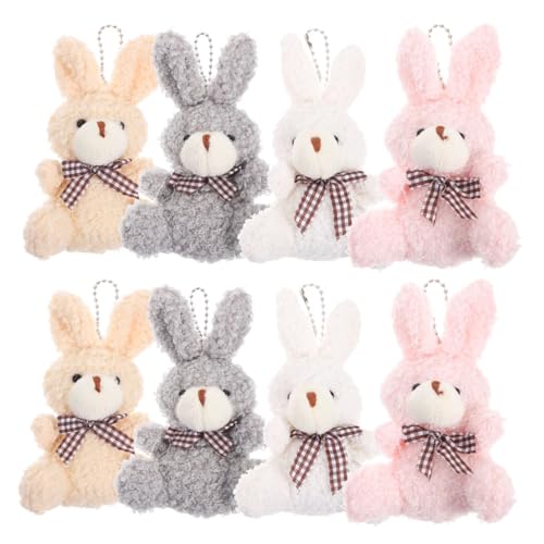 Kisangel 8 Stück Teiliges Mini Plüsch Häschen Schlüsselanhänger mit Schleife Niedlicher Leichter Anhänger für Taschen und Rucksäcke Vielseitige Dekoration zu Ostern Weihnachten von Kisangel
